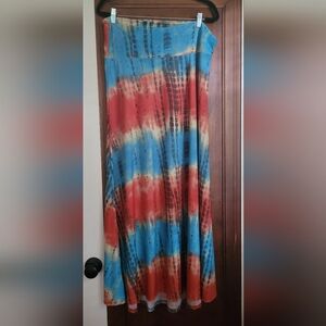 B LuLaRoe Red and Blue Maxi A-Line Skirt